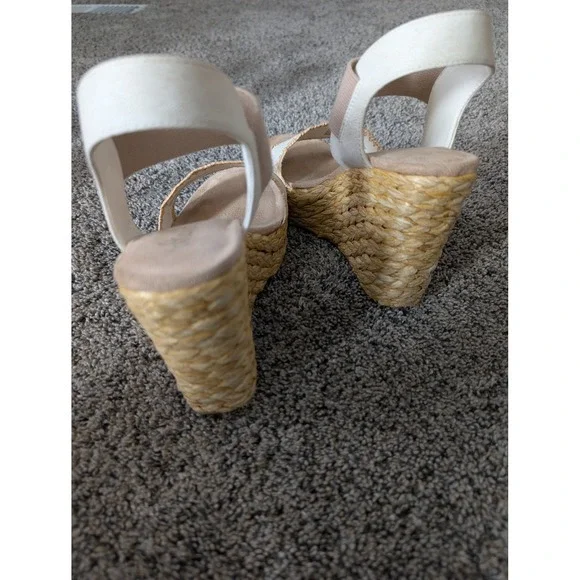 Altar'd State Elizabeth White Raffia Wedge Espadrille Sandals Mens 8M - Picture 4 of 7